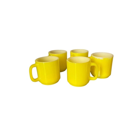 Vintage Glasbake Milk Glass Retro Coffee Mug Bright Yellow Lot 5 - Picture 3 of 14
